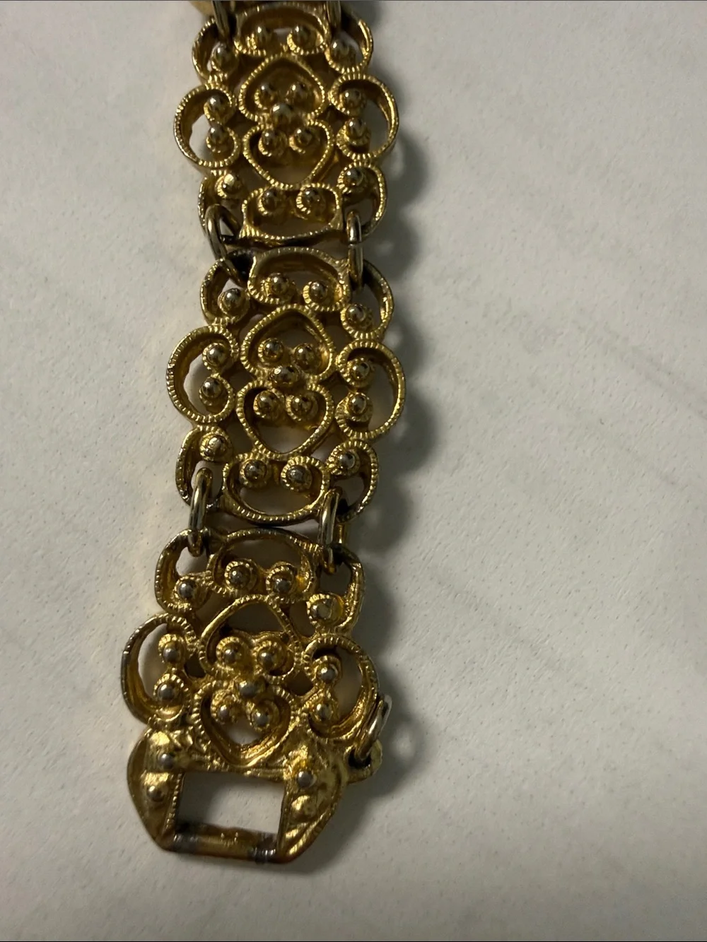Vintage Gold Filigree Bracelet and Drop Earrings Set - Elegant Women's Jewelry